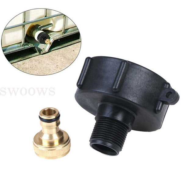 IBC Tank Adapter S60X6 Coarse Threaded Brass Garden Tap With 3/4" Hose Fitting