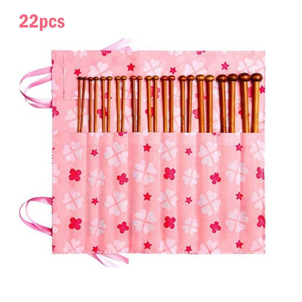 22pcs 25cm Bamboo Knitting Needles Set in Knitting Needle 11Sizes For Crochet AU