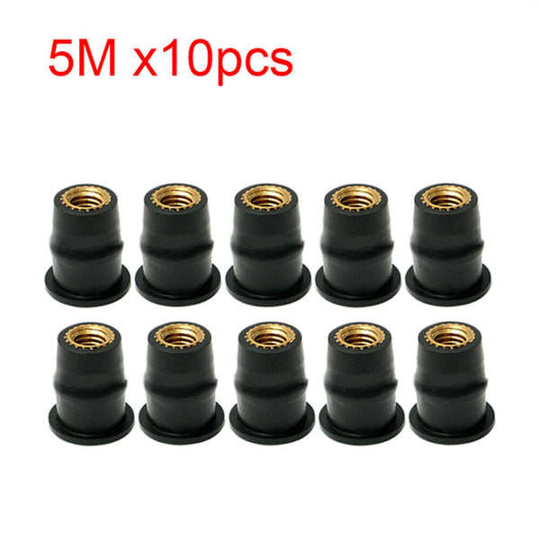 10pcs M5 Rubber Well Nut Blind Fastener Windscreen Windshield Fairing Cowl 5mm