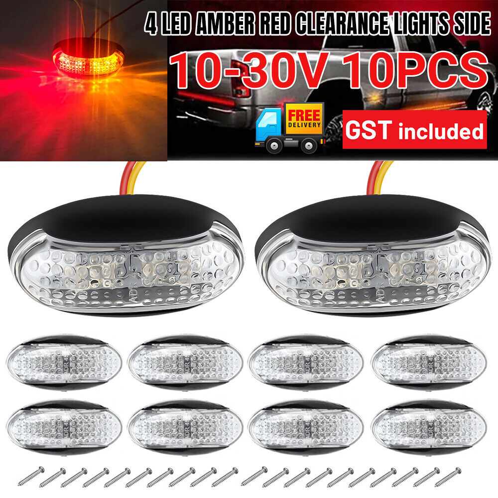 10X LED Clearance Lights Side Marker Amber Red Indicators Trailer Truck RV Lamp