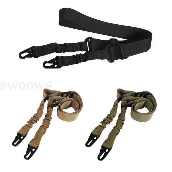 Tactical 2 Point Rifle Gun Sling Strap Adjustable Shotgun Belt Swivel Mount