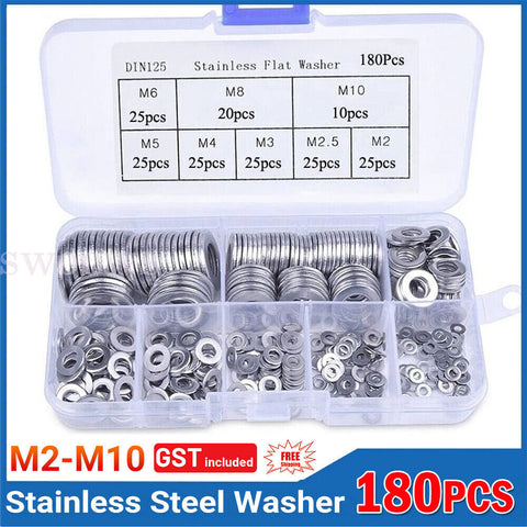 1 Box Kit Nut And Bolt Set Gasket Flat Ring Seal Stainless Steel Washer