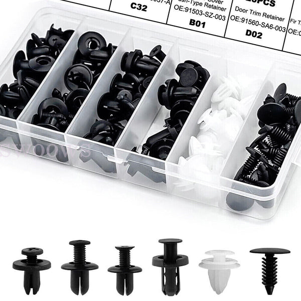 120PCS Car Body Trim Clips Fastener Rivet Retainer Bumper Panel Push Pin Kit Set