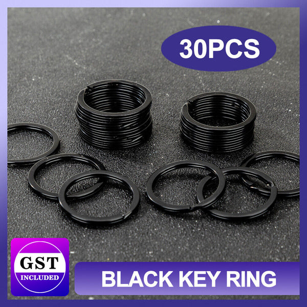 30pcs Key Ring Chain Split Rings Heavy Duty Keychain Accessories Gift 25mm black