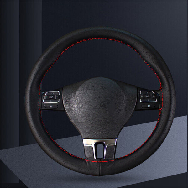 Leather DIY Car Steering Wheel Cover Breathable Anti-slip Universal 38cm AUS