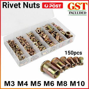 150PC Rivet Nut Nutsert Assortment Tool Thread Insert Set Kit M3 M4 M5 M6 M8 M10