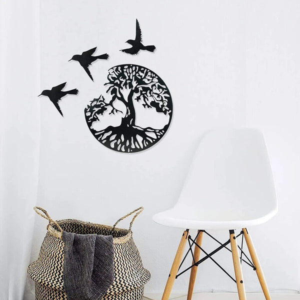 Tree of Life Wall Decor Metal Wall Art Family Tree Wall Decor with 3 Bird tytIy