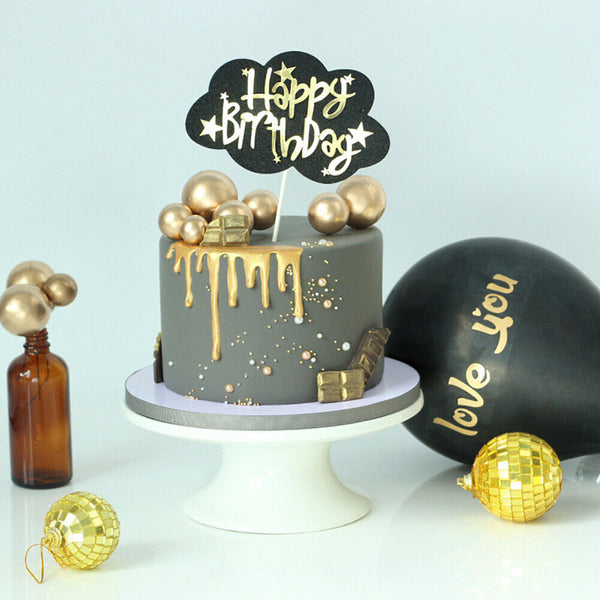 10/20 Golden Ball Cake Topper Birthday Party Cupcake Topper for Cake Decoration