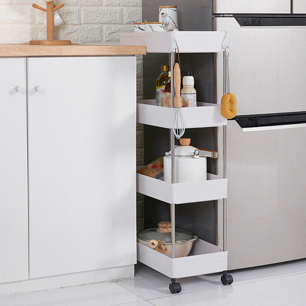 4 Tiers Kitchen Trolley Cart Steel Storage Rack Shelf Trolley Organiser