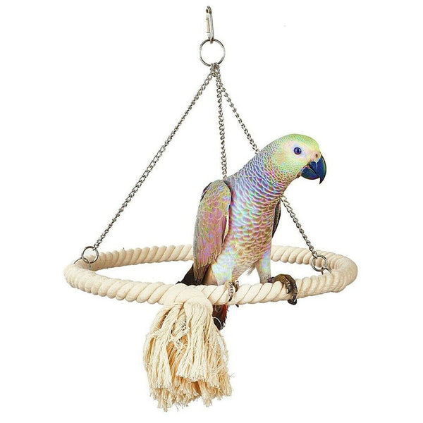 Parrot Rope Ring Swing Toys Budgie Cockatiel Hanging Cage Hammock Perch Bird Toy