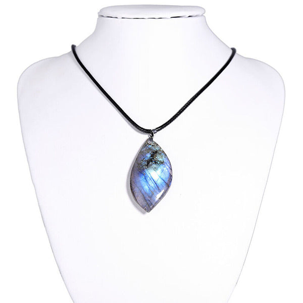 Natural Labradorite Moonstone Stone Reiki Healing Pendant Necklace Jewelry Gift