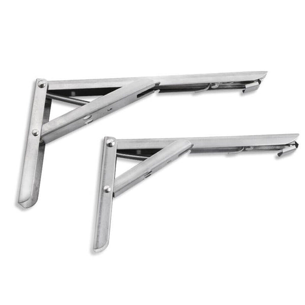 2X Stainless Steel Folding Table Bracket Shelf Bench 50kg Load Heavy Duty 12inch