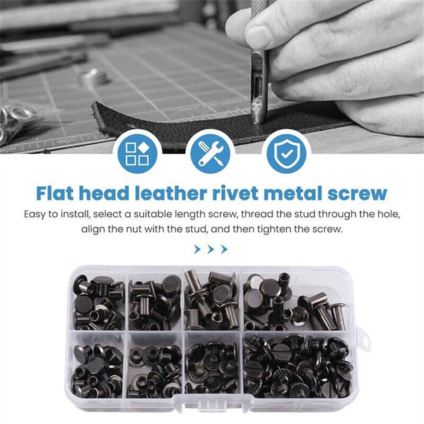 90x Belt Screw Leather Craft Chicago Nail Rivet Stud Head Wallet Round Flat Head