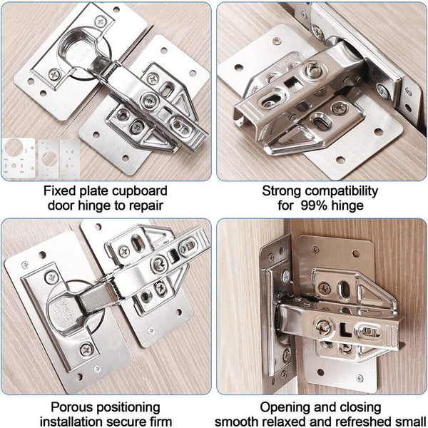 Hinge Repair Plate Rust Resistant Steel Furniture Cupboard Repair Mount Tool Set