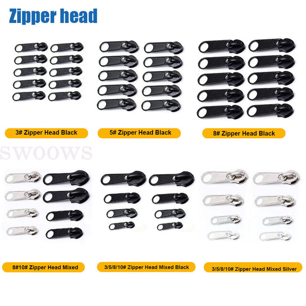 30x Universal Zippers Head Repair Kit Replacement Instant Zip Slider Zipper Fix