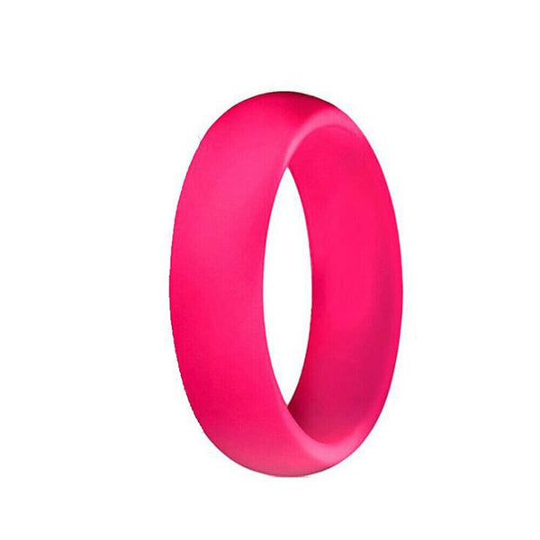 Silicone Rubber Wedding Round Band Ring Flexible Comfortable Work Sport Gym 6MM