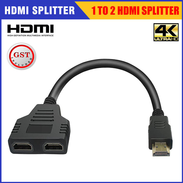 2x 1080P 1 to 2 HDMI Splitter Auto Split Cable Double Signal Adapter Convertor