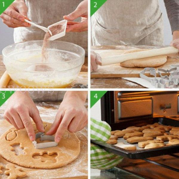 4pcs Fondant Cookie Cake Decor Pastry Mold Baking Biscuit Mould 3D Metal Cutter