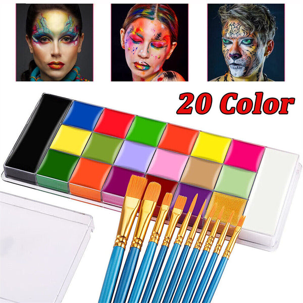 20 Colours Professional Face Painting Kit for Kids Adults Face Body Paint Set