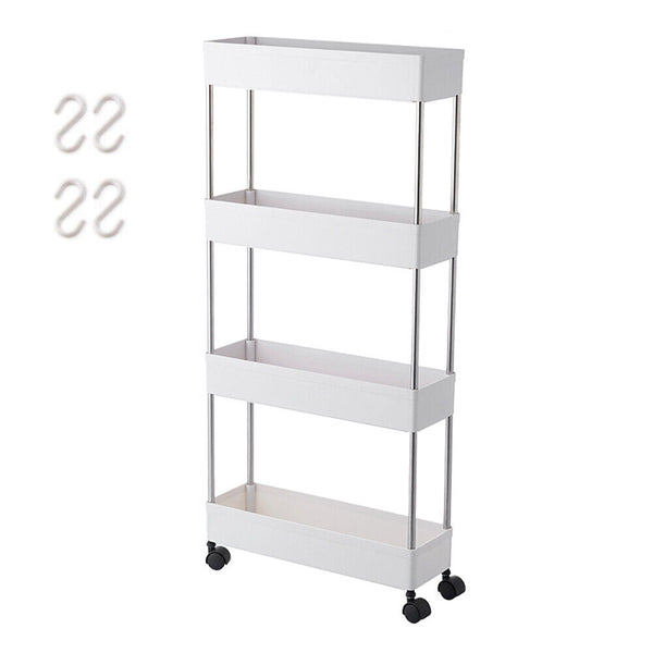 4 Tiers Kitchen Trolley Cart Steel Storage Rack Shelf Trolley Organiser