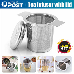 Tea Infuser with Lid Mesh Stainless Steel Metal Cup Strainer Loose Leaf Filter