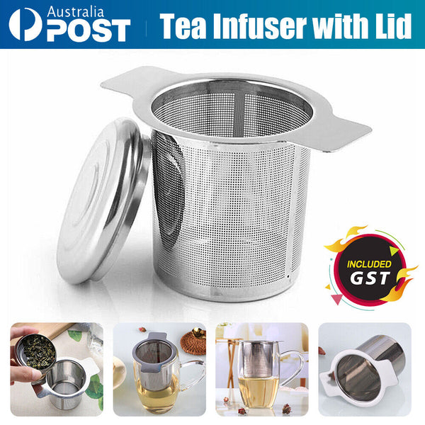 Tea Infuser with Lid Mesh Stainless Steel Metal Cup Strainer Loose Leaf Filter