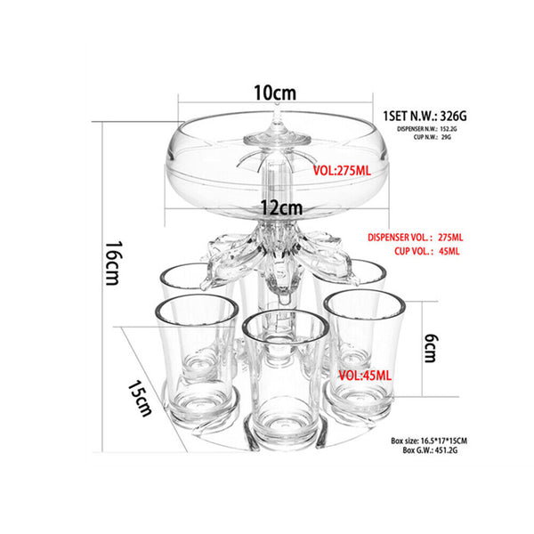 PMMA 6 Shot Glasses Wine Beer Dispenser Holder for Party Nightclub Camping Tools