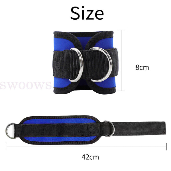 Weight Lifting Ankle D-Ring Strap Pulley Cable Kickbacks Attachment Gym Leg