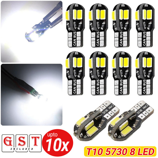 1-10x Canbus T10 5730 8 LED SMD White Car Side Wedge Light Lamp Bulb 194 168 W5W