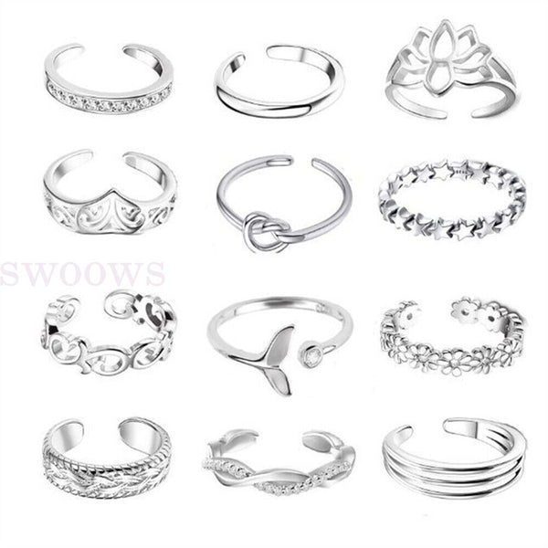 Summer Joint Open Adjustable Finger Rings Foot Ring Toe Ring Set Tail Ring