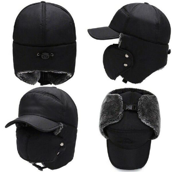 Winter 3 in 1 Thermal Fur Lined Trapper Bomber Hat with Ear Flap Face Mask Cap