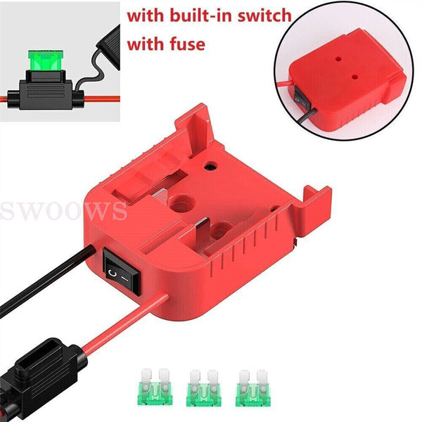 Battery Adapter Base With Fuse Built-in Switch For 18V To Dock Holder 12Awg