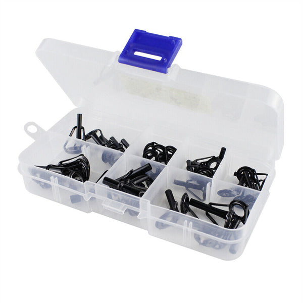 35PCS Ceramic Fishing Rod Guide Tips Top Eye Rings Line Repair Kit 7 Sizes Set