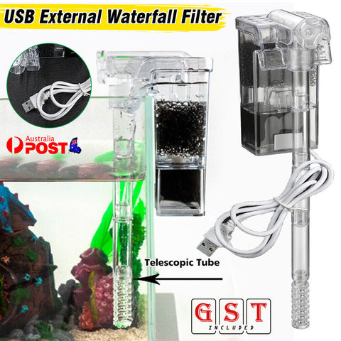 Hanging External Waterfall Filter Mini USB Oxygen Pump Filter Aquarium Fish Tank