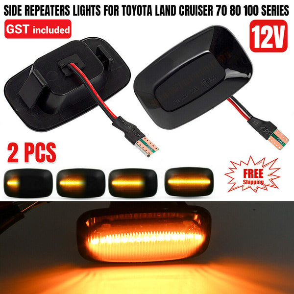 2x Side Repeaters Lights For Toyota Land Cruiser 70 80 100 Series INDICATORS AU