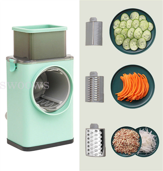 Kitchen Vegetable Food Manual Rotary Drum Grater Chopper Slicer Cutter Shredder