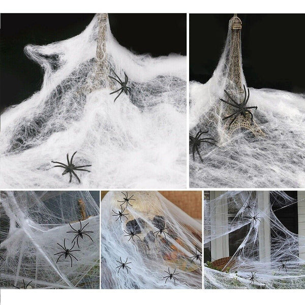 5/10 packs Stretchable Spider Web Spooky Halloween Party Ghost Halloween House