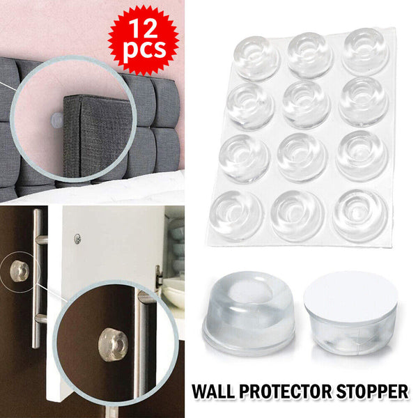 12PCS Wall Protector Rubber Stopper Self-Adhesive Door Handle Bumper Guard Stops