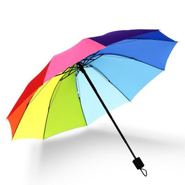 Unisex Rainbow Compact Rainproof Three-folding Classic Umbrella Manual Fashion