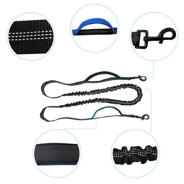 1-3Adjustable Hands Free Dog Leash Lead + Waist Bag Belt Jogging Walking Running