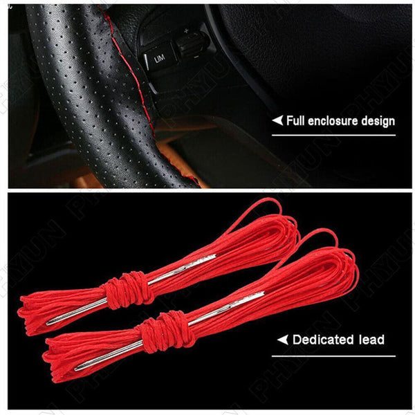 Leather DIY Car Steering Wheel Cover Breathable Anti-slip Universal 38cm AUS