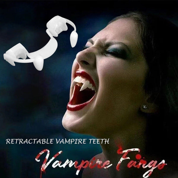 Retractable Vampire Teeth Halloween Cosplay Makeup Zombie Horrific Tooth Fangs