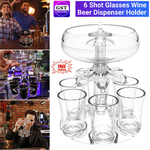 PMMA 6 Shot Glasses Wine Beer Dispenser Holder for Party Nightclub Camping Tools