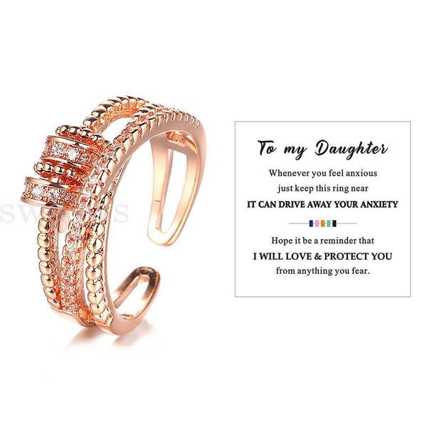 To My Daughter-Fidget Ring,Anti Anxiety Ring with Beads Spinner For Girls