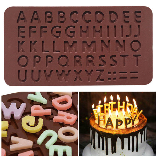 Alphabet Letters Chocolate Mold Ice Tray Silicone Cake Icing Fondant Mould AU