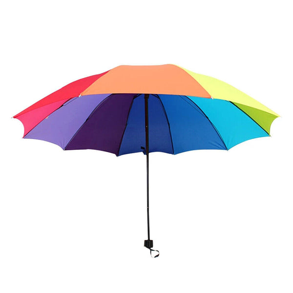 Unisex Manual Fashion Rainbow Compact Rainproof Three-folding Classic Umbrella