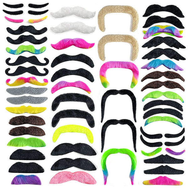 54PCS/SET Fancy Costume Fake Beards Fake Mustache Kids and Adults Self Adhesive