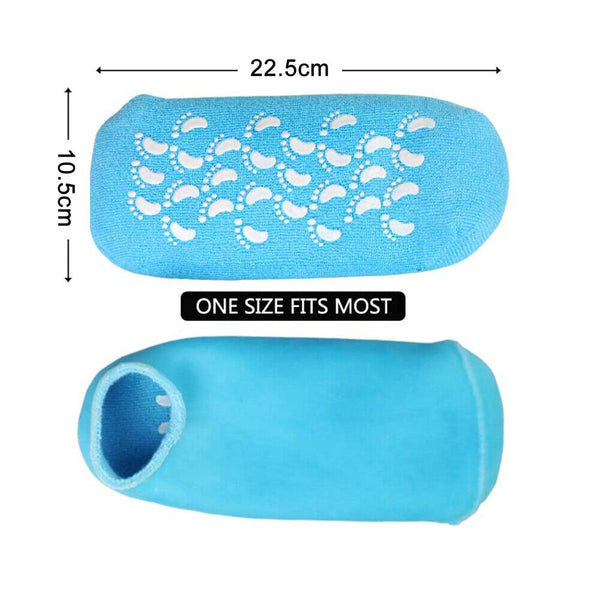 1 Pair Moisturising Spa Gel Socks Cracked Foot Dry Hard Skin Care Protector Blue