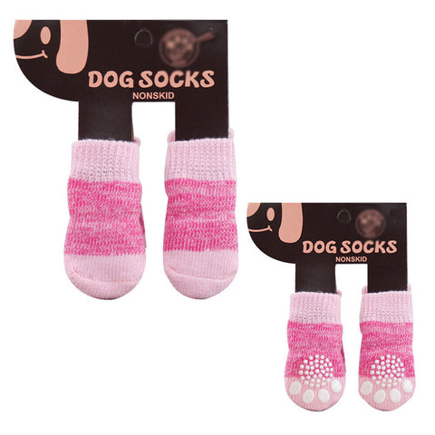 4PCS Dog Socks Non-Slip Grip Slip Anti-Skid S M L - Puppy Cat Pet Shoes Slippers