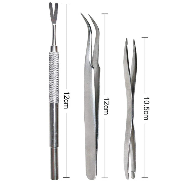 3pcs Pet Cat Dog Tick Remover Tool Stainless Steel Fleas Tweezers Clip Kit Set